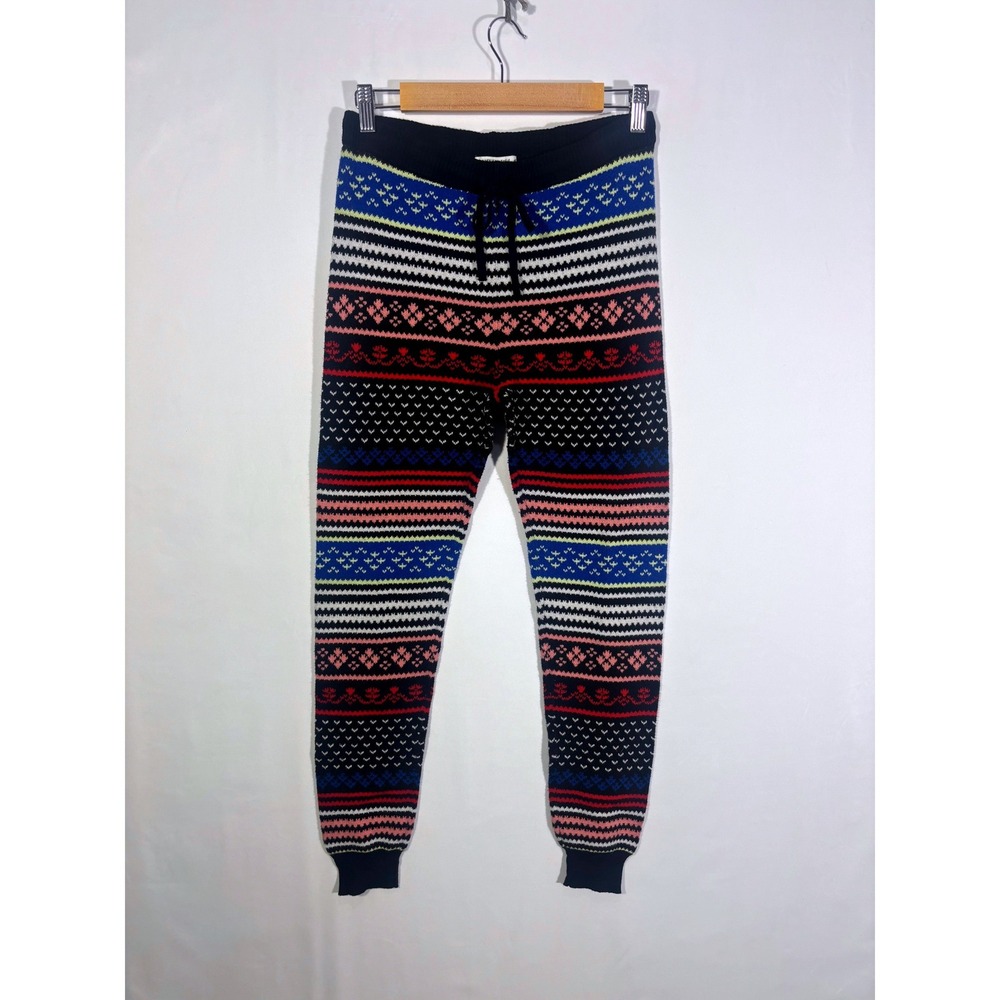 Fair Isle Festival Boho American Eagle Knit Jogger Pants Women Medium Multicolor